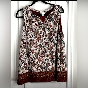 C& BANKS WOMENS TOP, FALL COLORS & CREAM,- size X